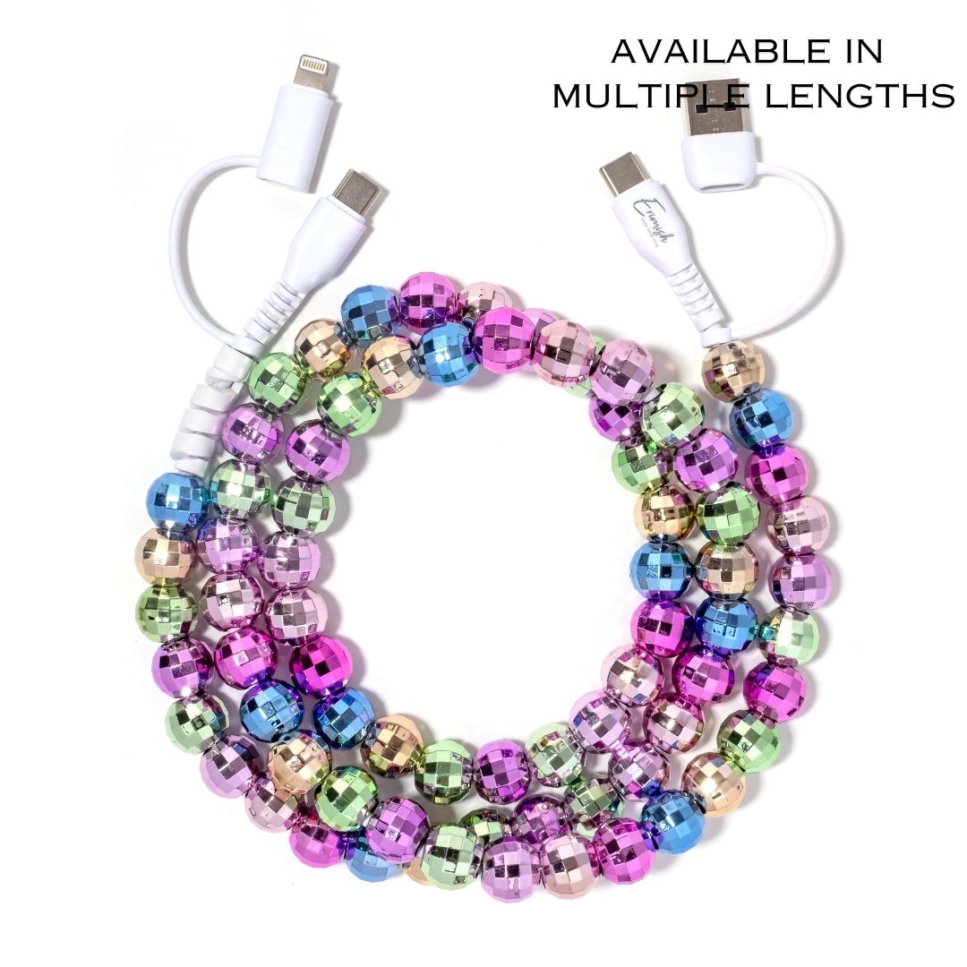 Beaded Phone Charger Disco Multi – Erimish