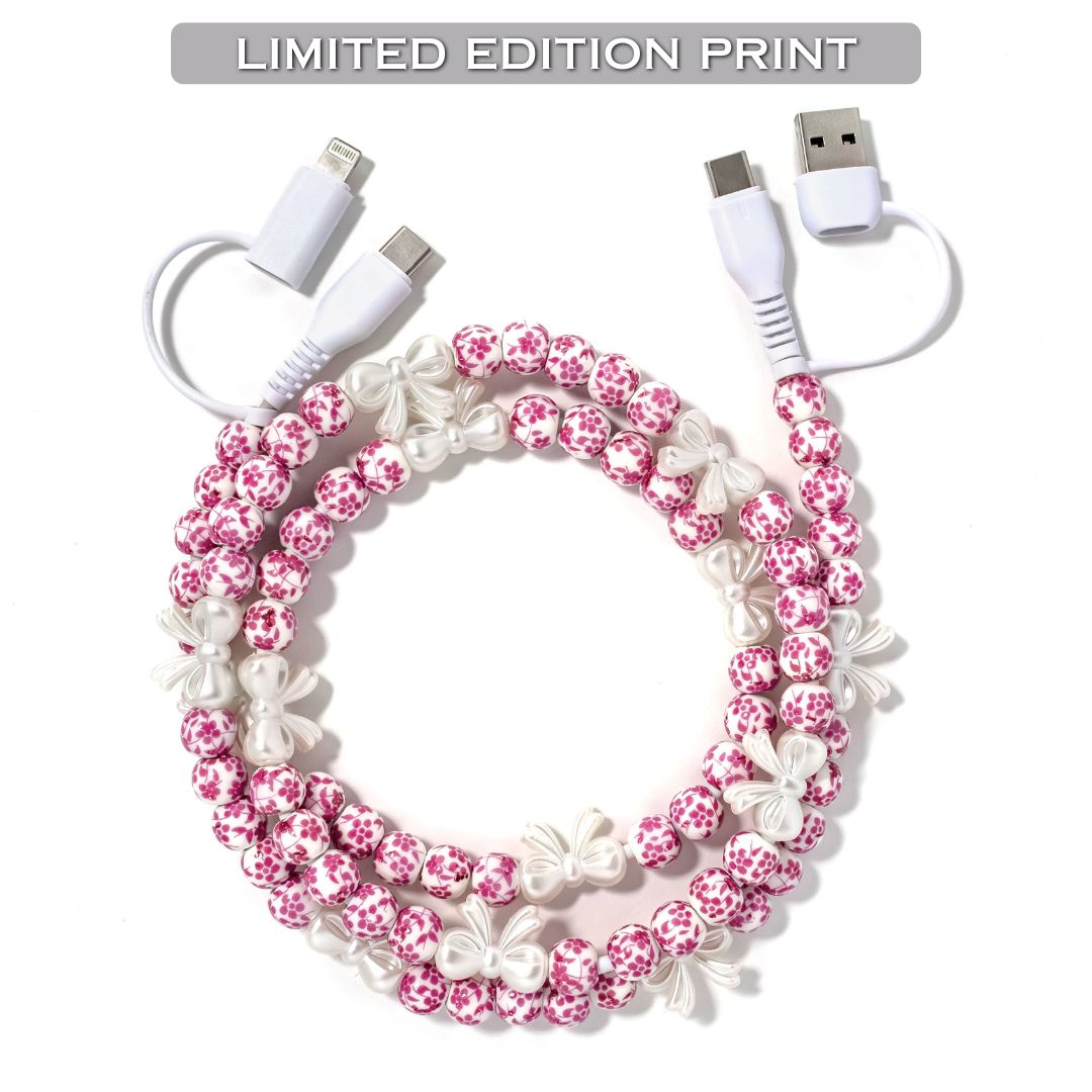 Beaded Phone Charger Cherry Blossom Pink – Erimish