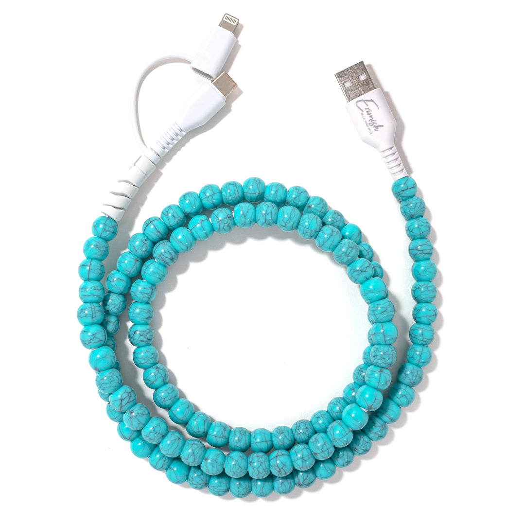 Beaded Phone Charger Turquoise