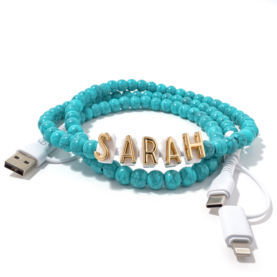 Beaded Phone Charger Turquoise