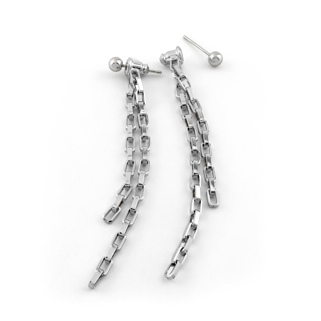 Double Squared Earrings Silver