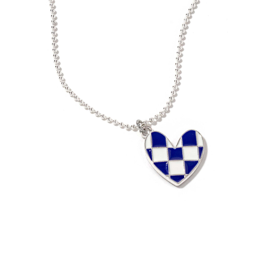 Checkered Heart Carey Silver Necklace - Erimish