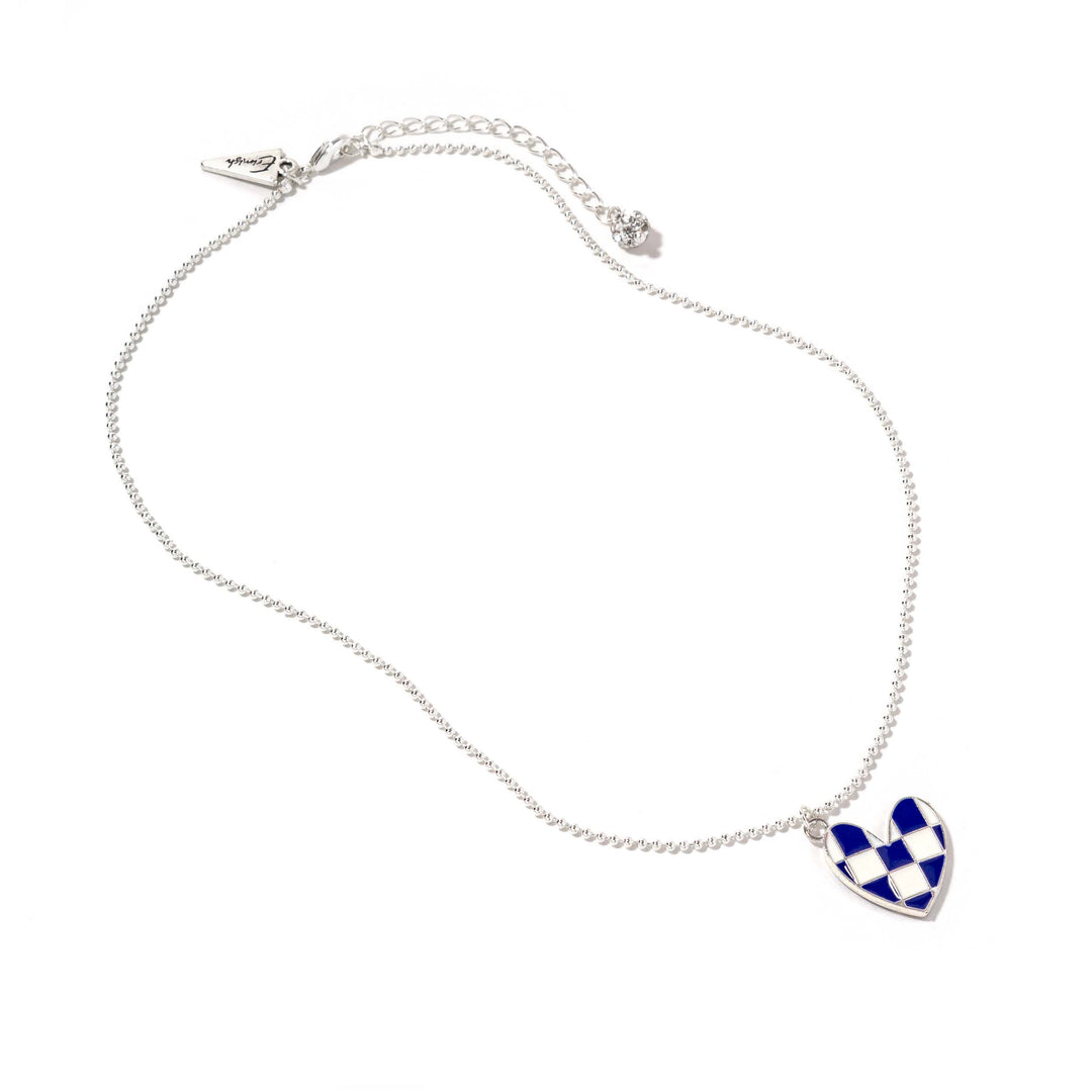Checkered Heart Carey Silver Necklace - Erimish