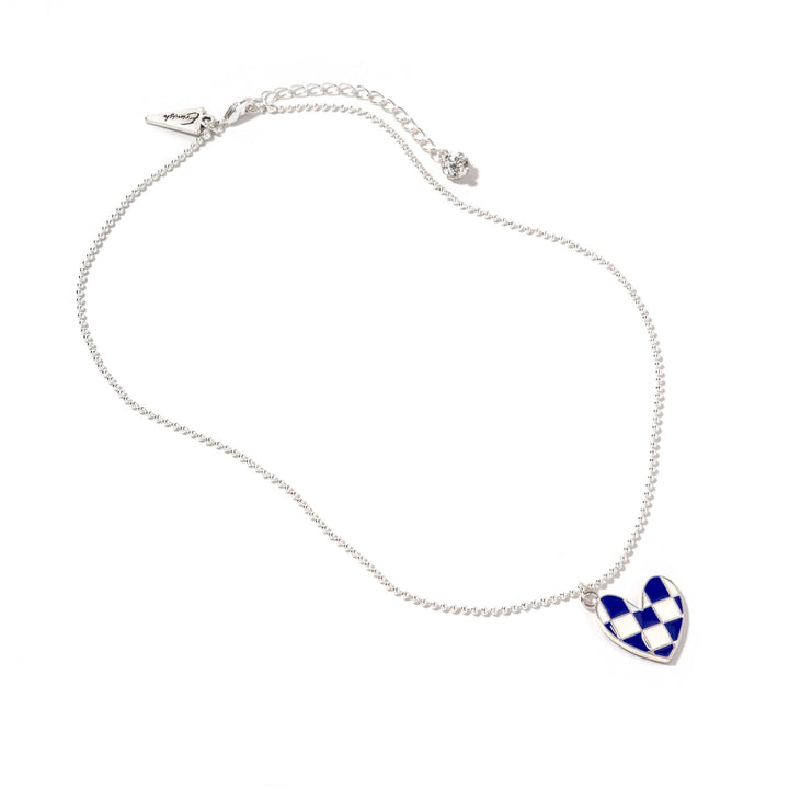 Checkered Heart Carey Silver Necklace - Erimish
