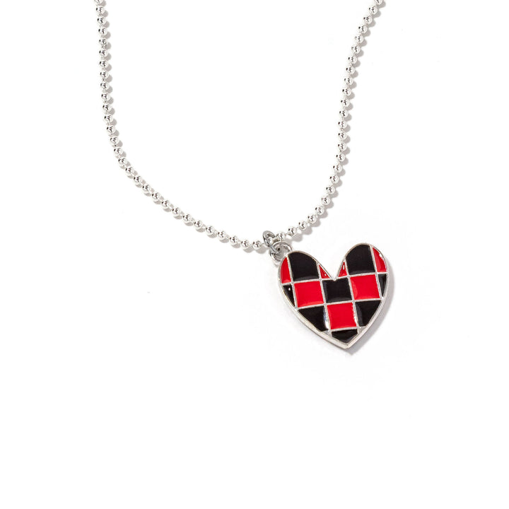 Checkered Heart Johnny Silver Necklace - Erimish