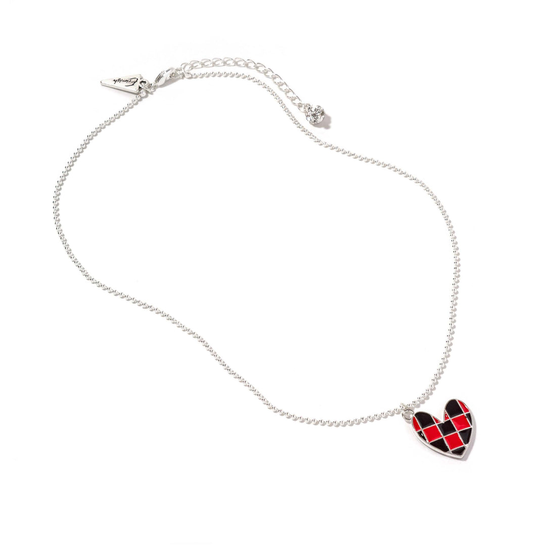 Checkered Heart Johnny Silver Necklace - Erimish