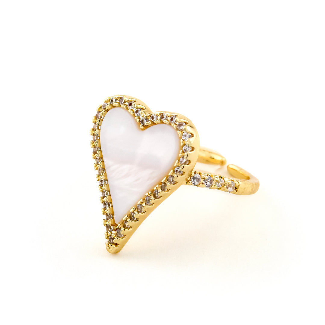 Heart Pearl Drop Ring
