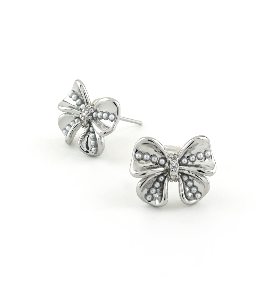 Mini Bow Earrings Silver