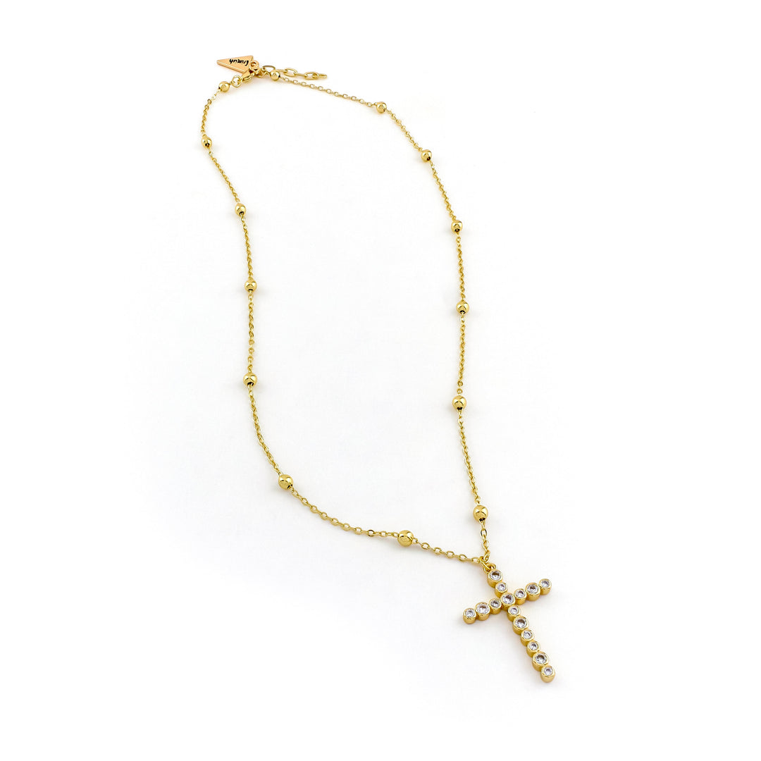 Bezel Cross Gold Necklace
