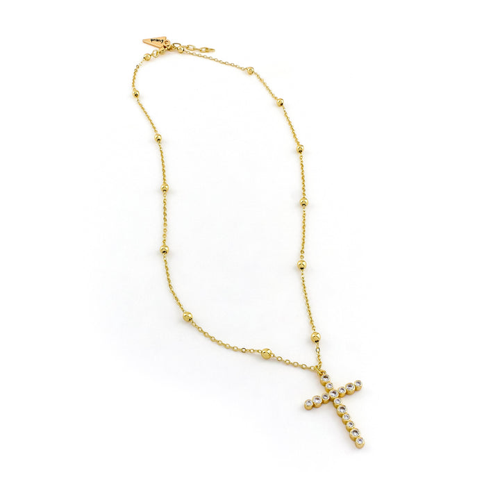 Bezel Cross Gold Necklace