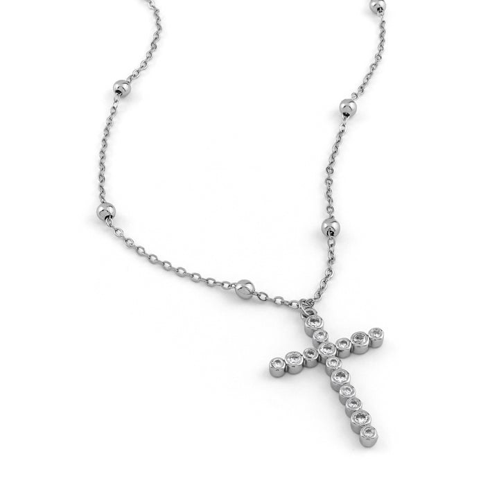 Bezel Cross Silver Necklace