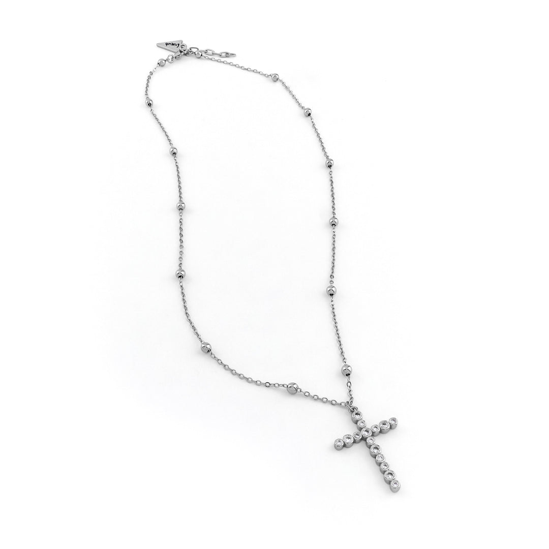 Bezel Cross Silver Necklace