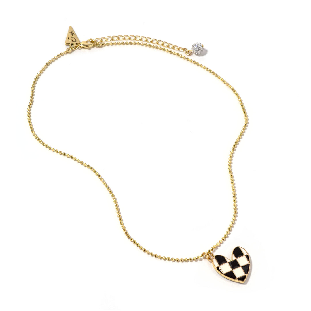 Checkered Heart Brad Gold Necklace - Erimish