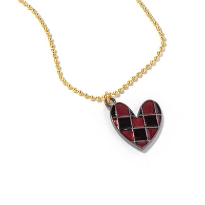 Checkered Heart Mike Necklace