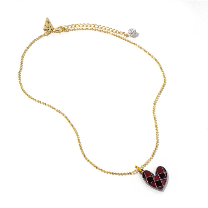 Checkered Heart Mike Necklace - Erimish