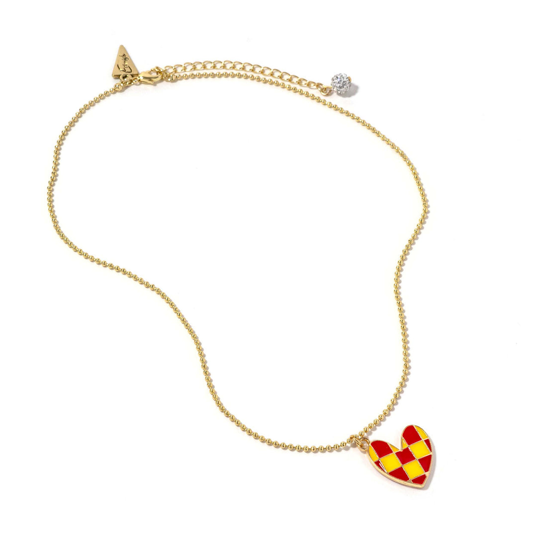 Checkered Heart Patty Necklace - Erimish