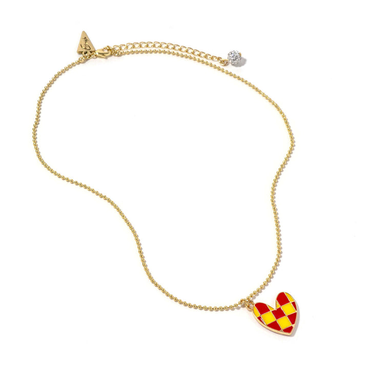 Checkered Heart Patty Necklace - Erimish
