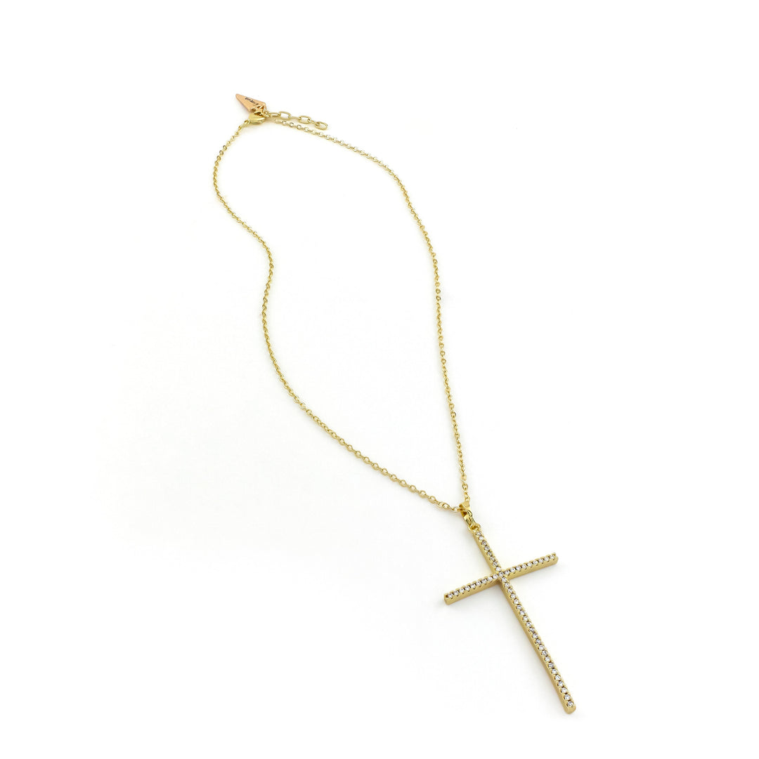 Sparkle Cross Gold Necklace