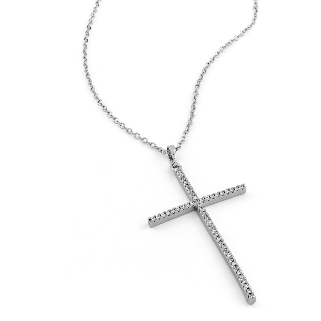 Sparkle Cross Silver Necklace