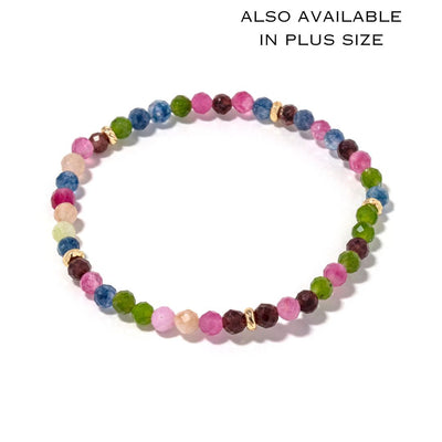 14k Gold Filled Pink Tourmaline Gemstone Bracelet 4mm