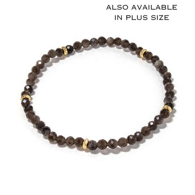 14k Gold Filled Silver Obsidian Gemstone Bracelet 4mm