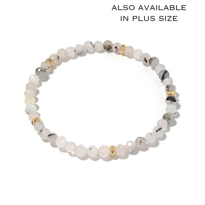 14k Gold Filled Black Hair Quartz Gemstone Bracelet 4mm
