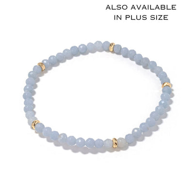 14k Gold Filled Blue Jade Gemstone Bracelet 4mm