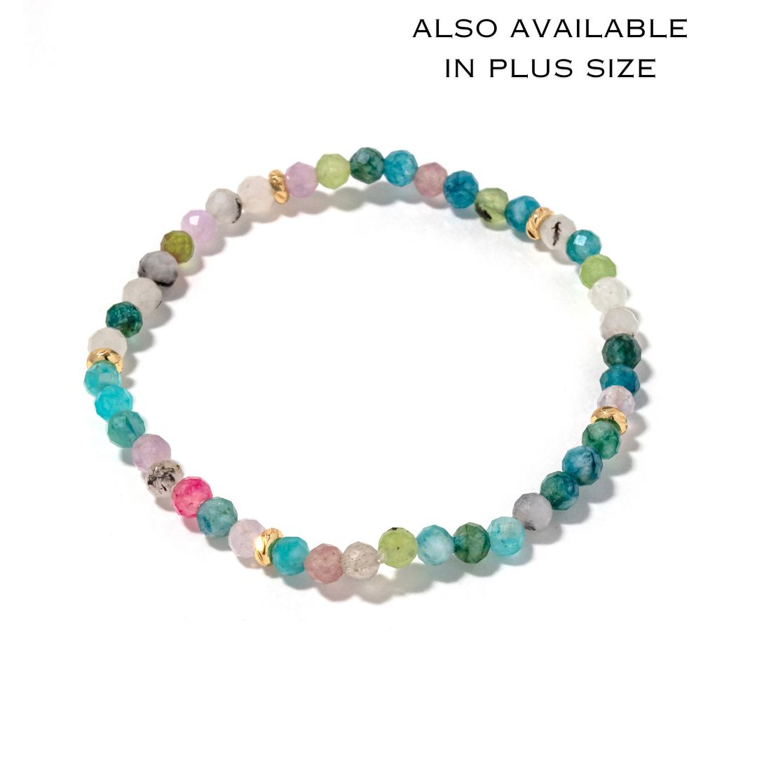 14k Gold Filled Blue Tourmaline Gemstone Bracelet 4mm