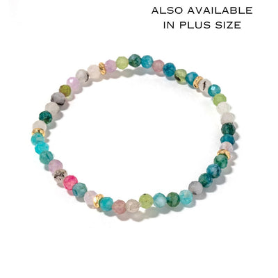 14k Gold Filled Blue Tourmaline Gemstone Bracelet 4mm