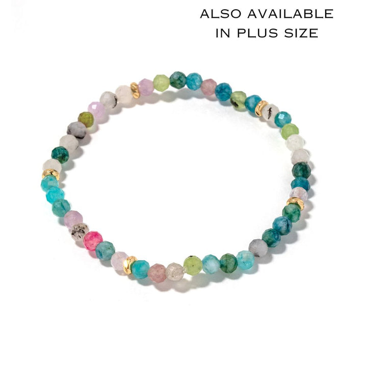 14k Gold Filled Blue Tourmaline Gemstone Bracelet 4mm