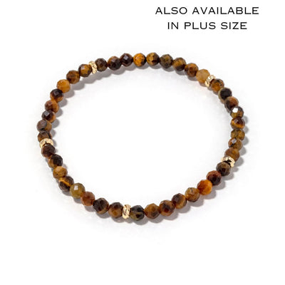 14k Gold Filled Brown Tiger Eye Gemstone Bracelet 4mm