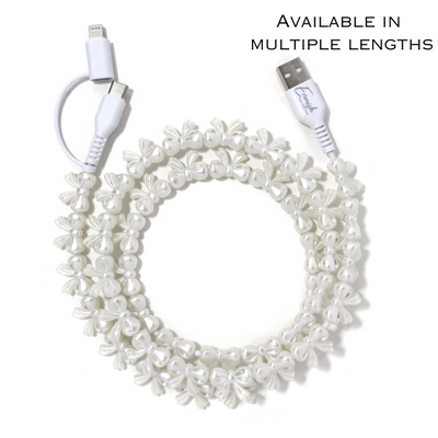 Beaded Phone Charger Pearl Bow