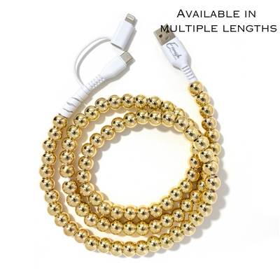 Beaded Phone Charger Metallic Gold
