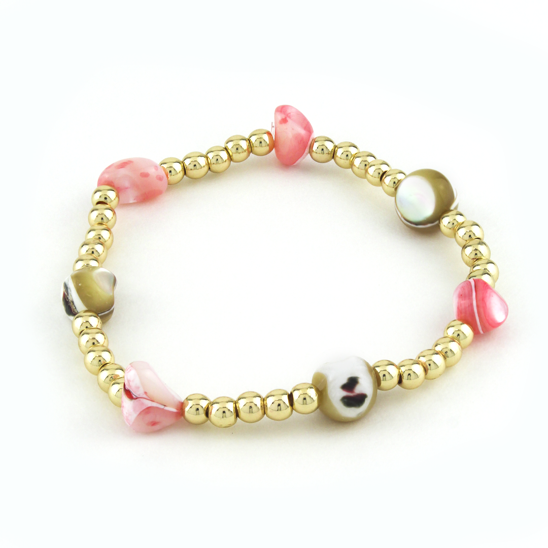 Plus Size Pink Shell Bracelet 4mm - Erimish