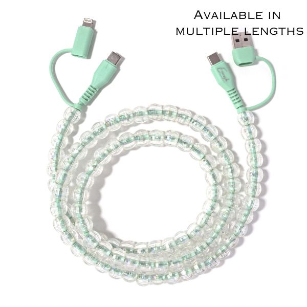 Beaded Phone Charger Bubbles Mint