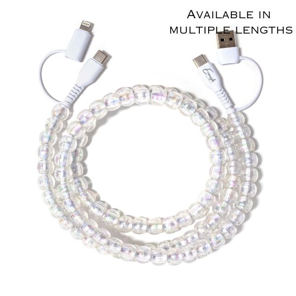 Beaded Phone Charger Bubbles White