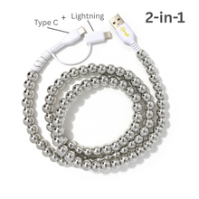 Beaded Phone Charger Metallic Silver