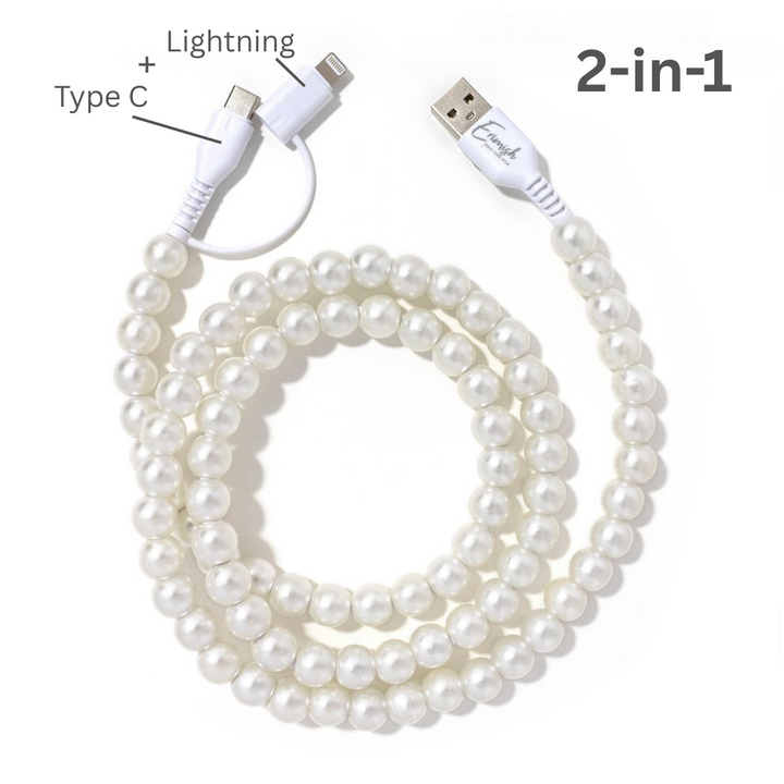 Beaded Phone Charger Pearl