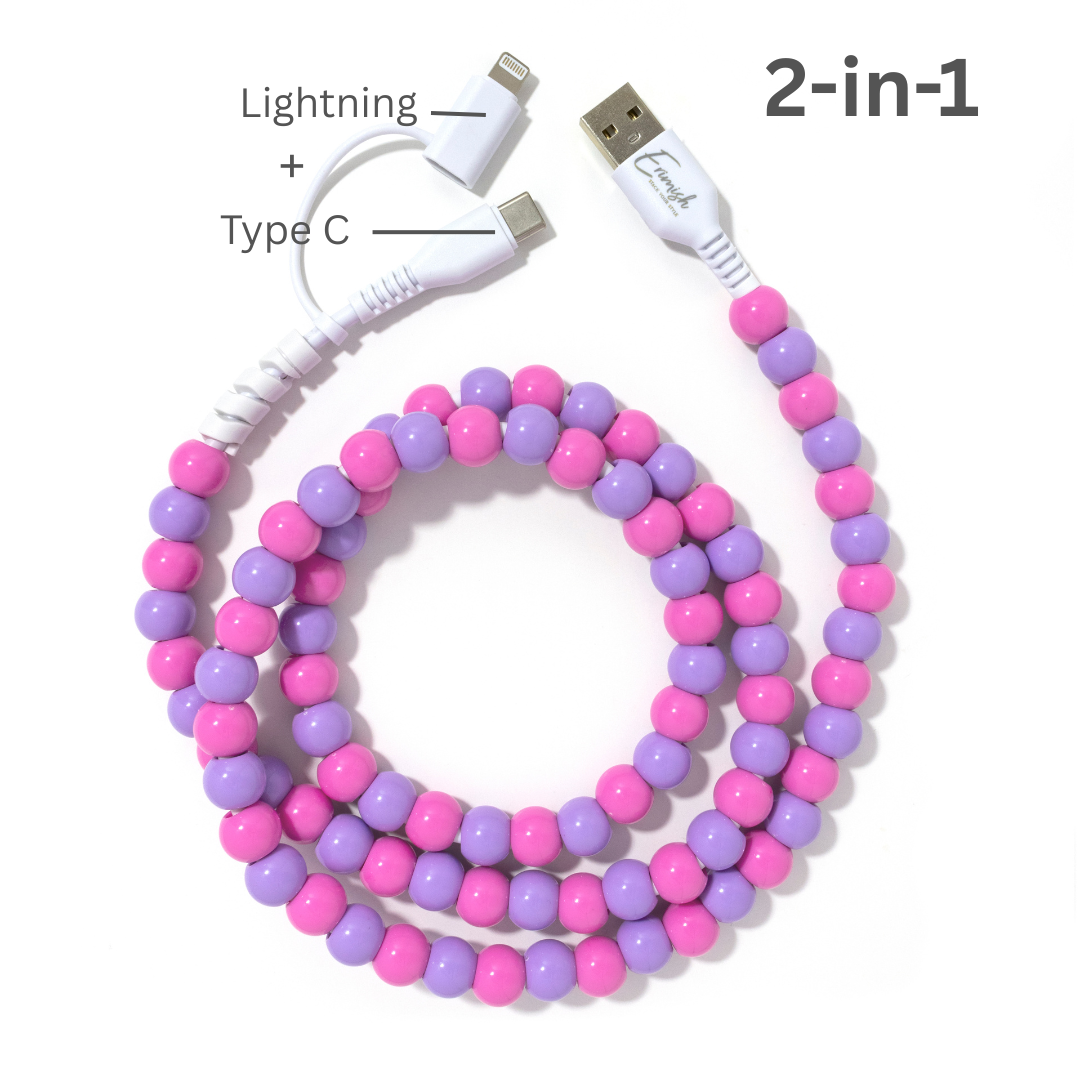 Beaded Phone Charger Cotton Candy - Erimish