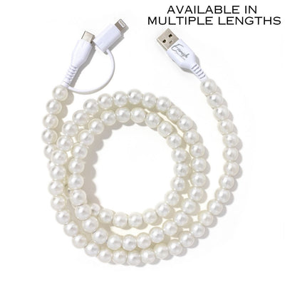 Beaded Phone Charger Pearl