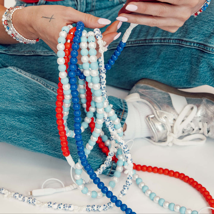 Beaded Phone Charger Blueberry