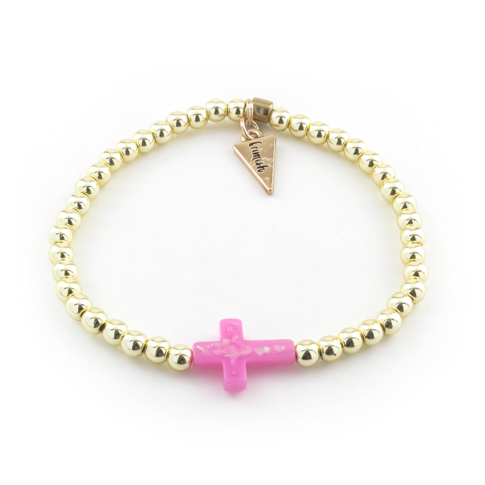 Asher Cross Bracelet Pink - Erimish