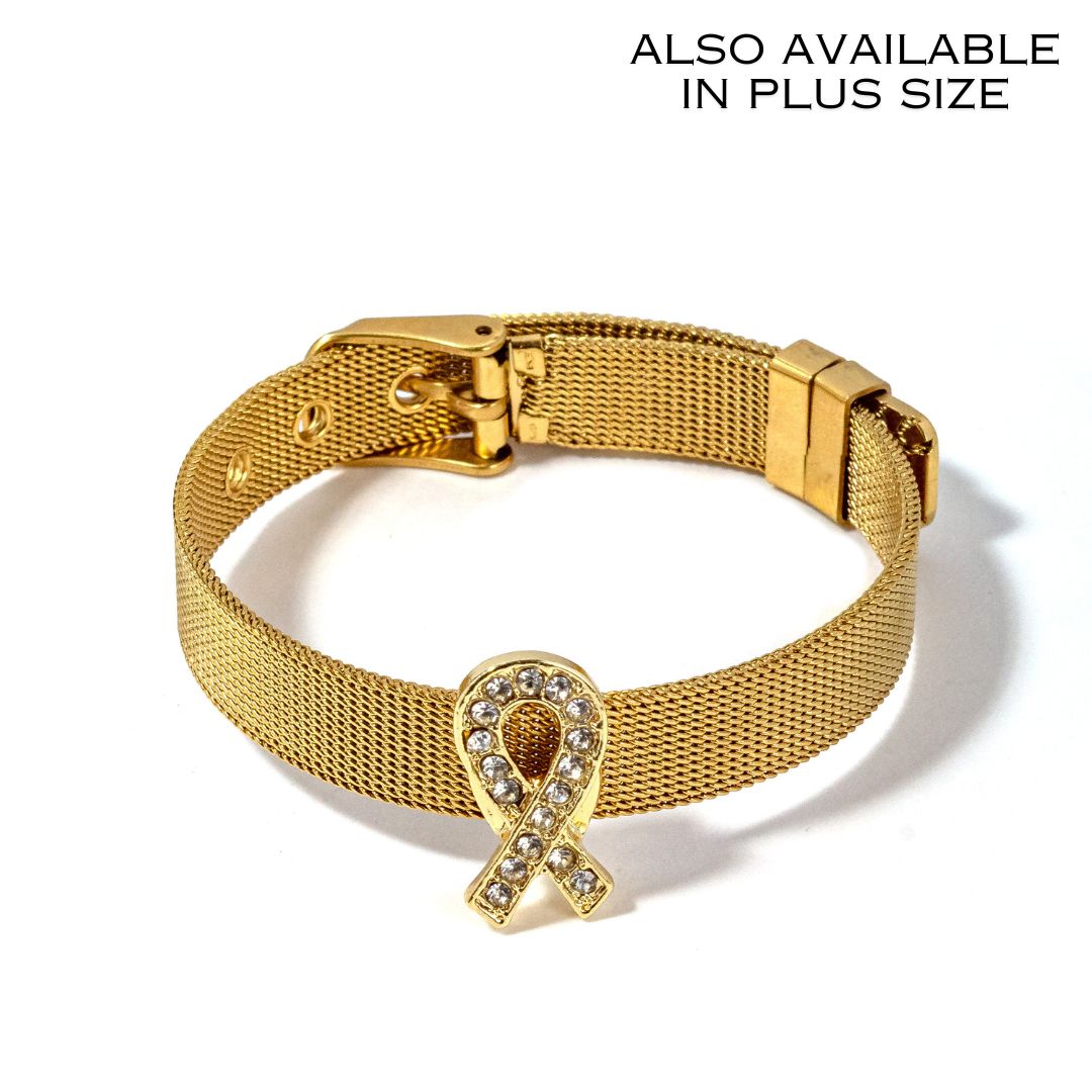 Breast Cancer Ribbon Slider Bracelet