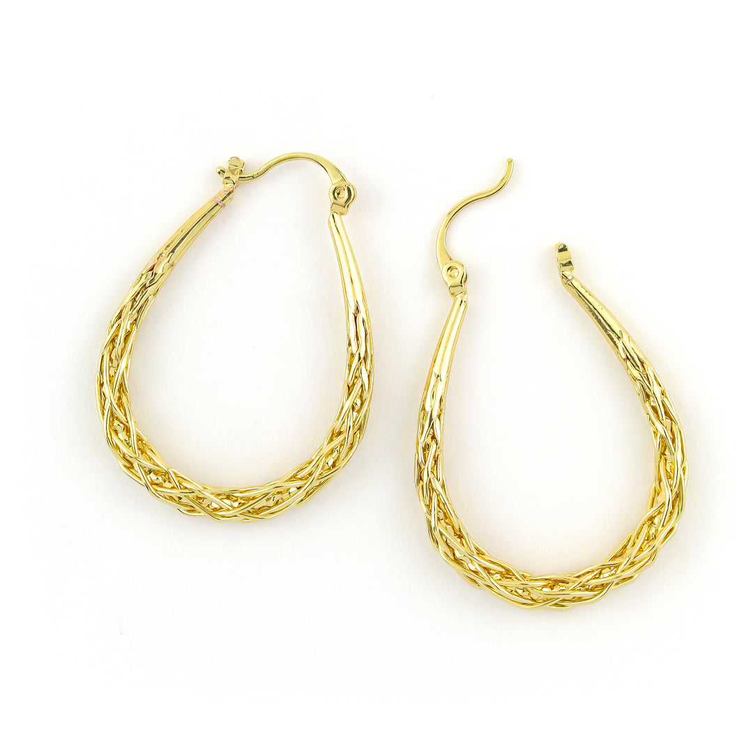 Basketweave Hoop Earrings Gold