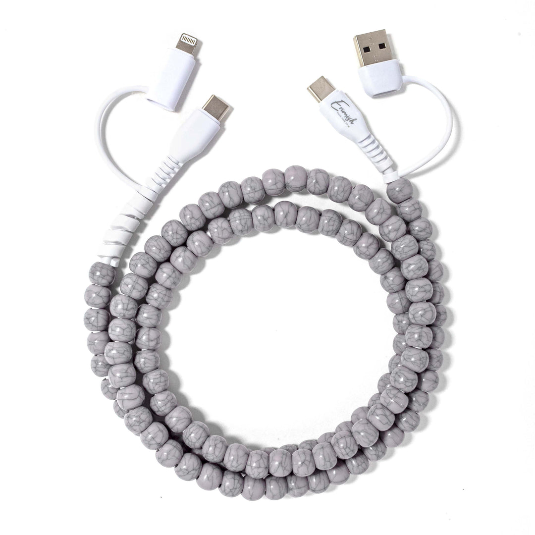 Beaded Phone Charger Asher Grey