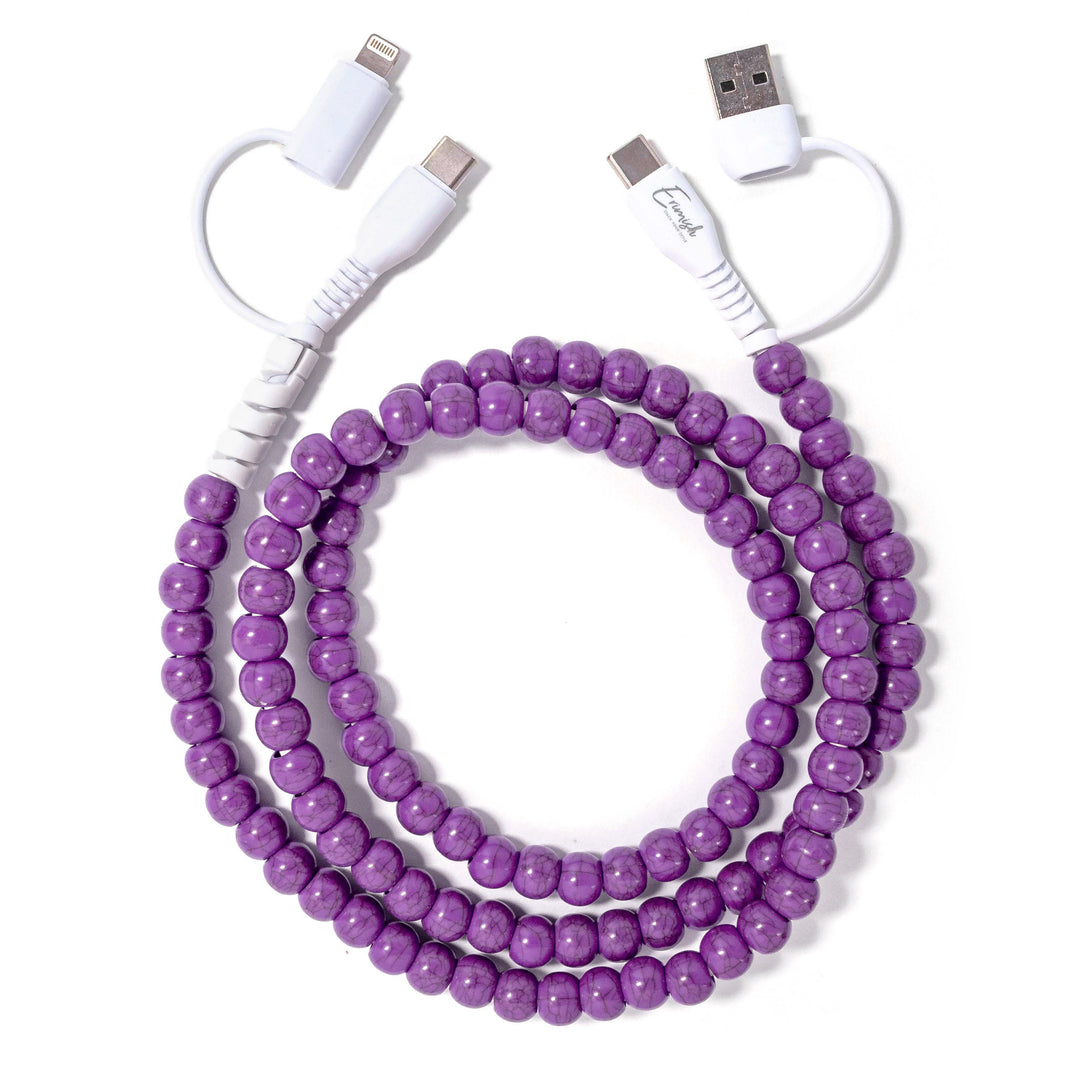 Beaded Phone Charger Asher Purple