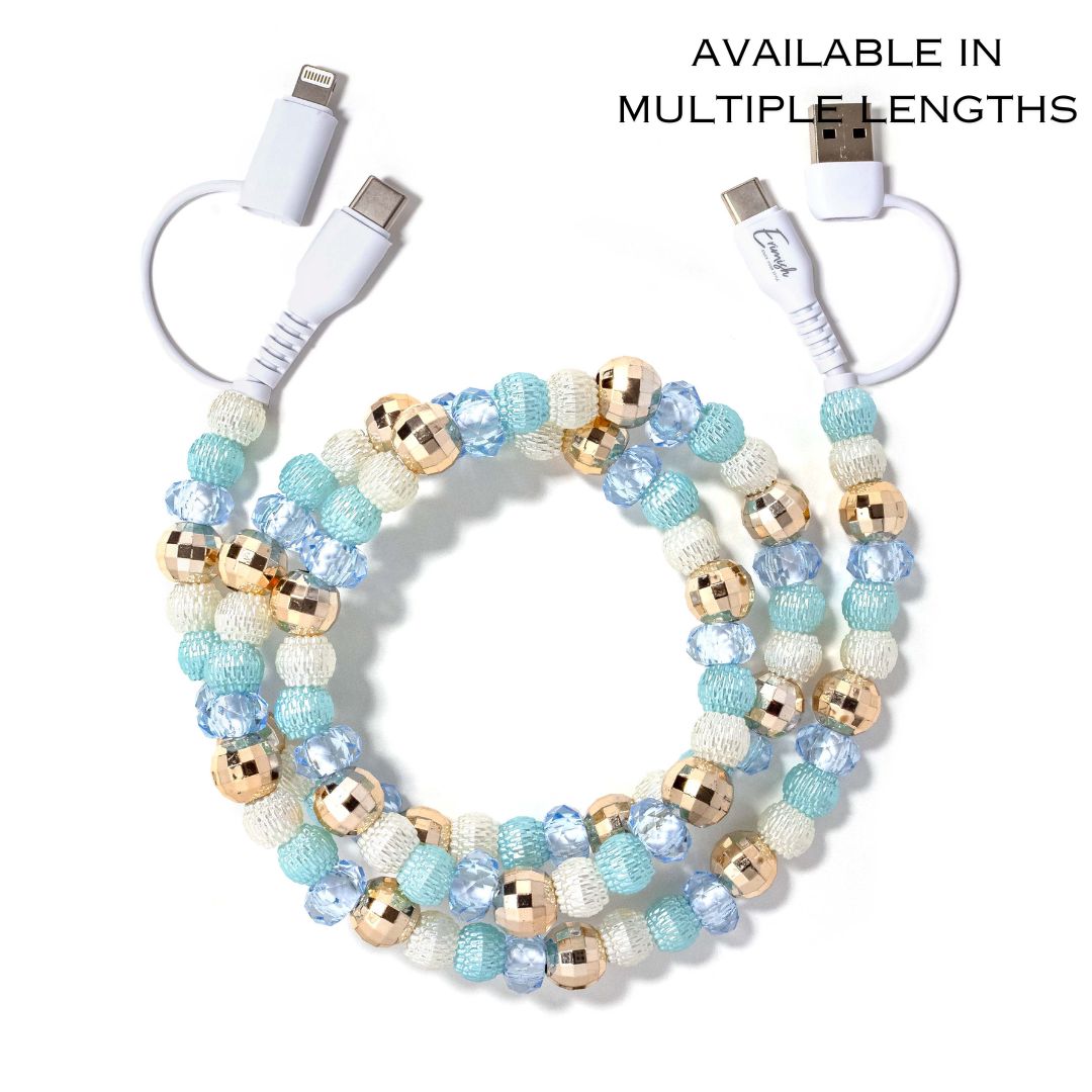 Beaded Phone Charger Cabo Blue