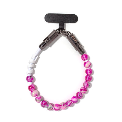 Beaded Phone Charger Wristlet Pink Marble