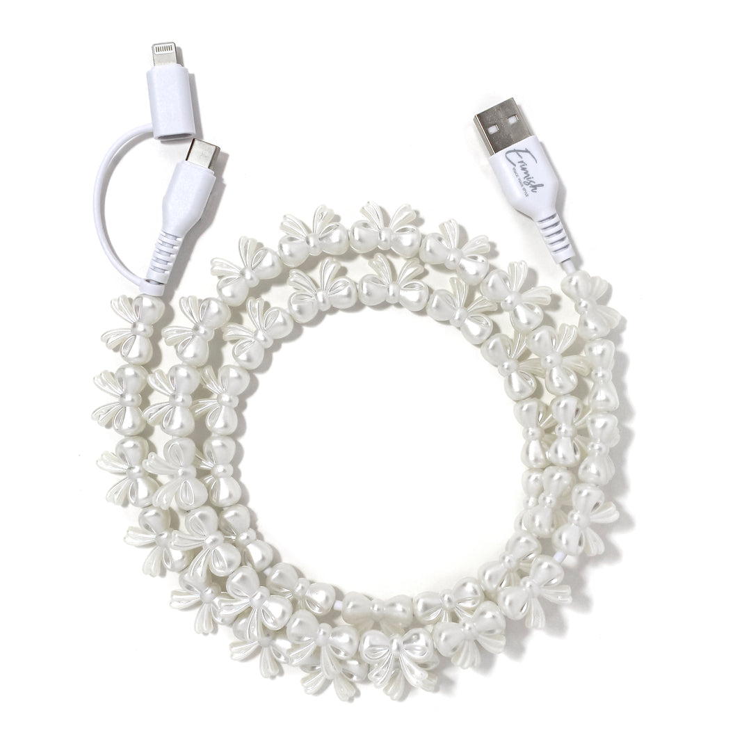 Beaded Phone Charger Pearl Bow - Erimish