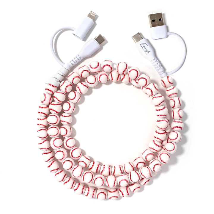 Beaded Phone Charger Baseball